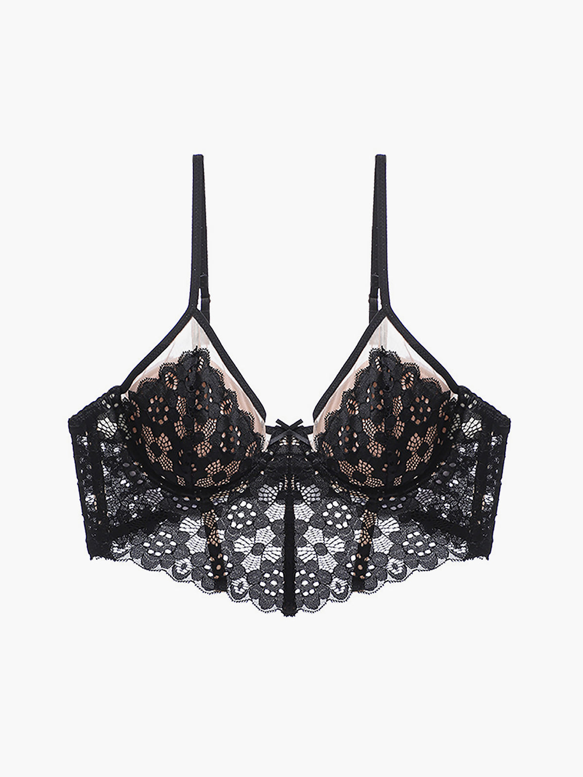 Contrast Trim Floral Lace Corset Crop Top