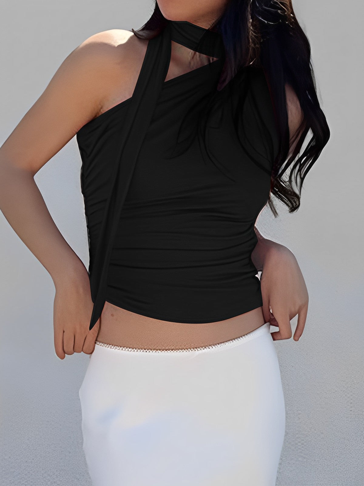 Halter Neck Asymmetrical Top