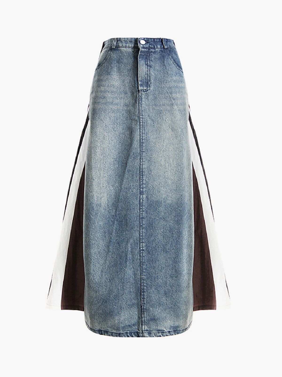 Patchwork Denim Maxi Jean Skirt