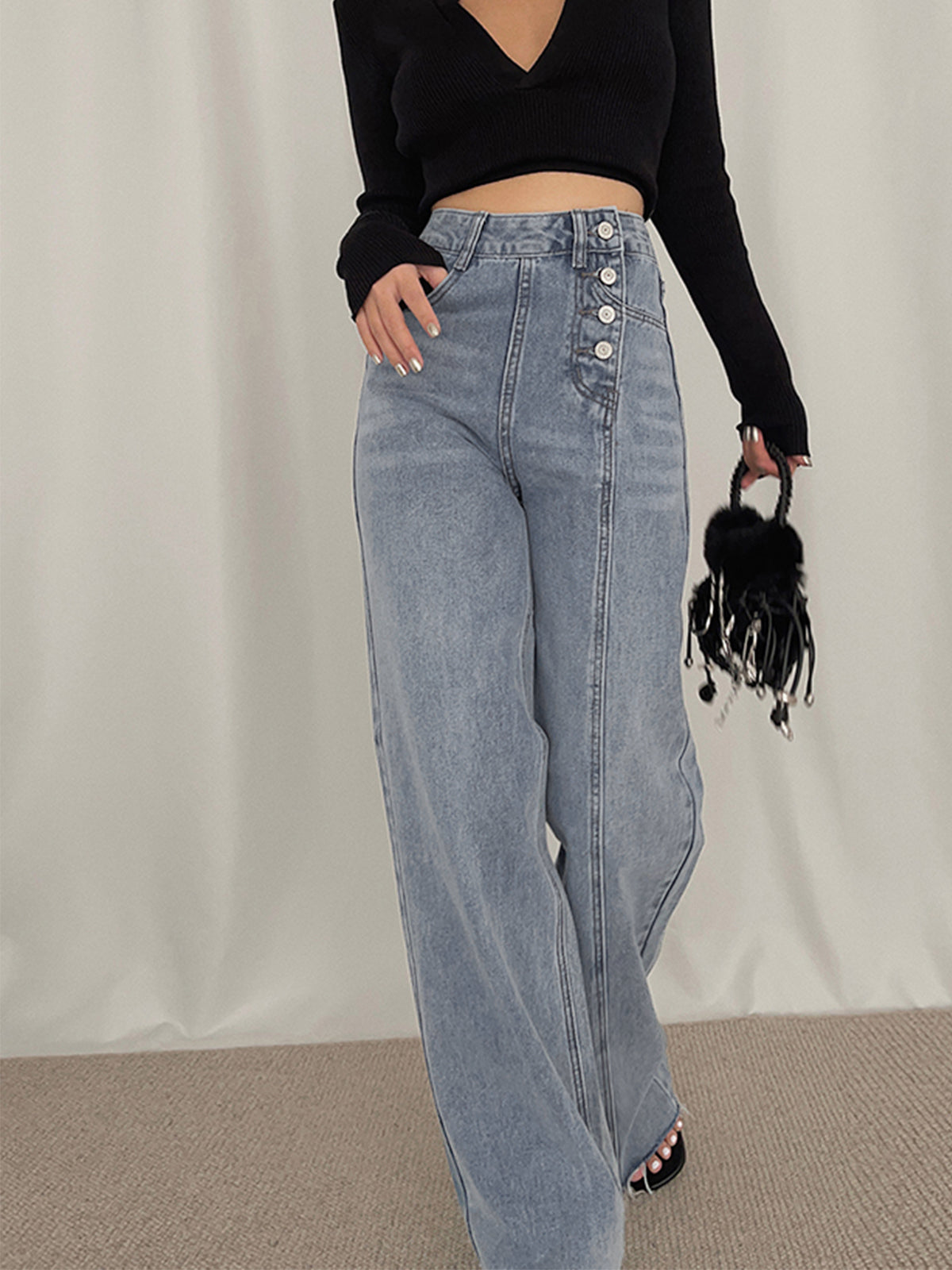 Utility Denim Straight Leg Jeans