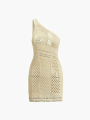 Crochet Eyelet Cover Up One Strap Short Dress