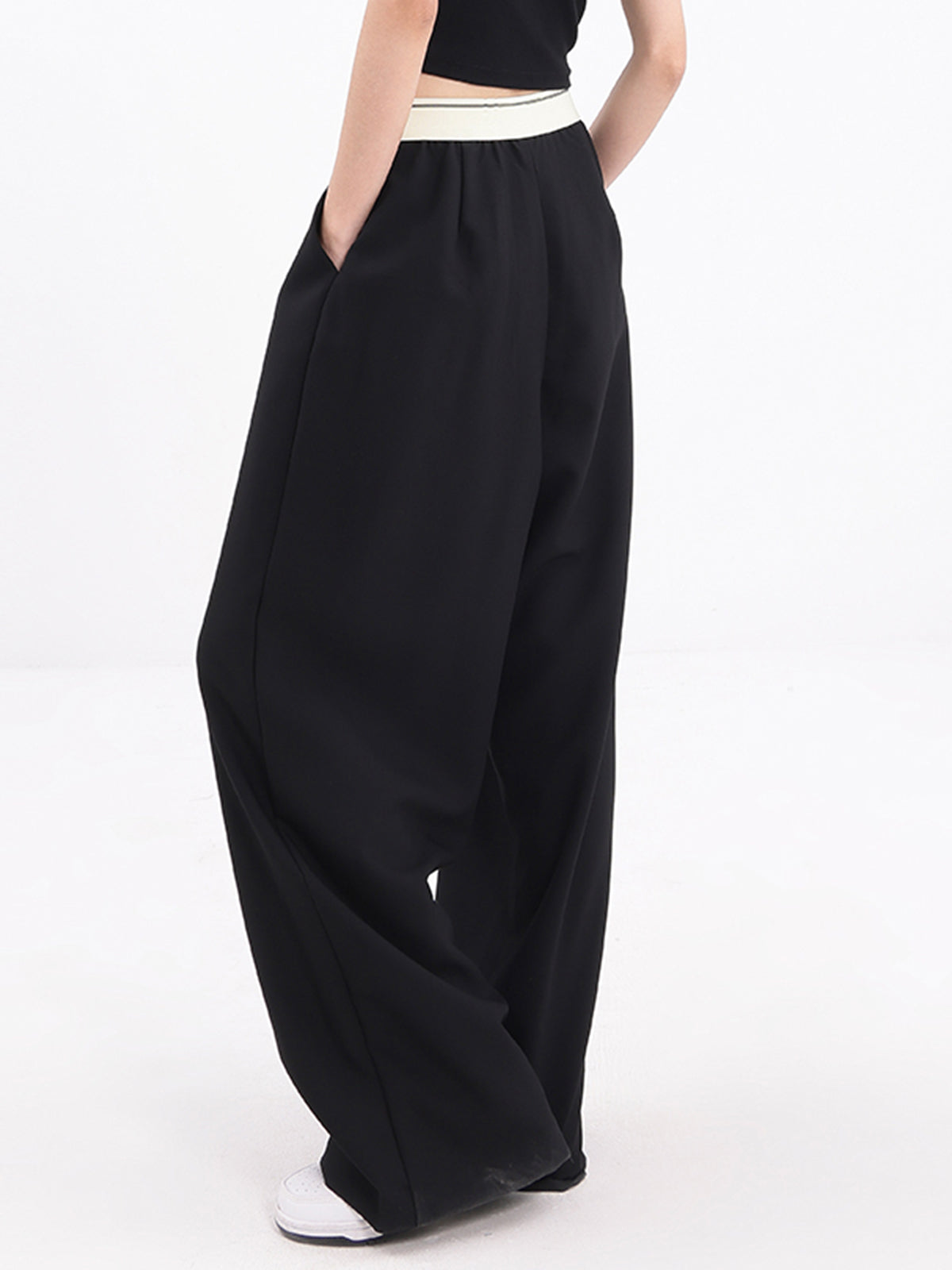 Elastic Waistband Wide Leg Pants