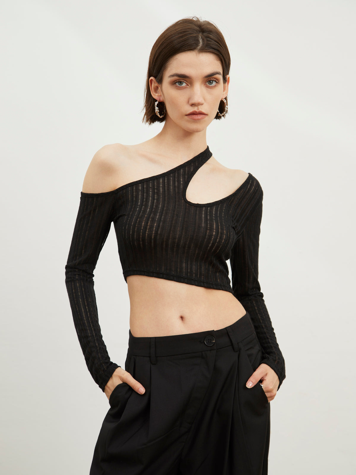 Cutout Asymmetrical Crop Top