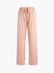 Drawstring Satin Straight Leg Pants