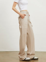 Cargo Buttoned Straight Leg Pants