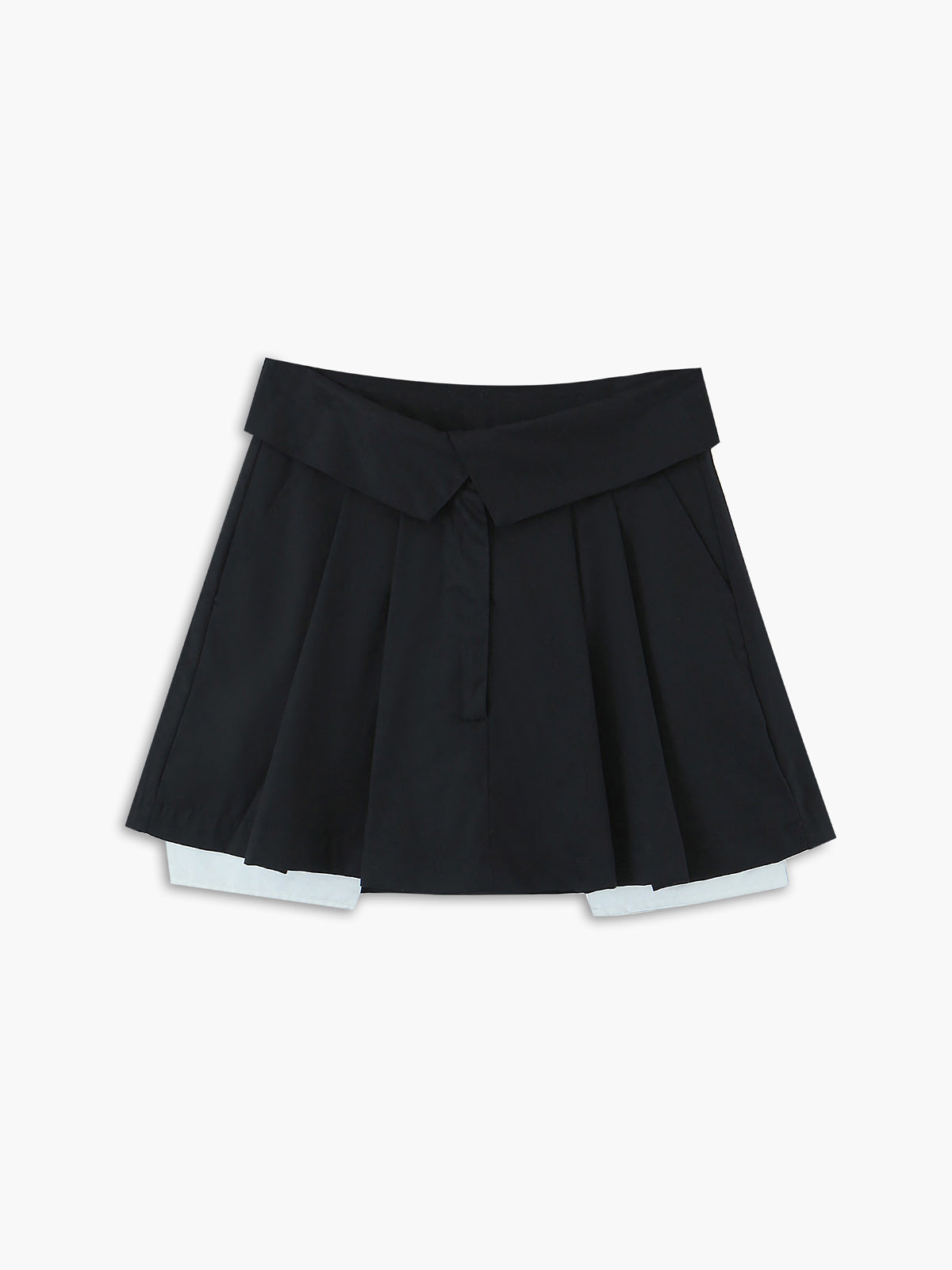 Turn Down Waist Layer Pleat Mini Skirt