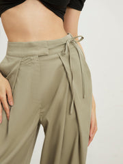 Tied Relaxed Fit Wide Leg Pants