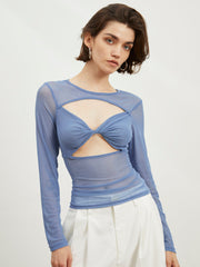 Nostalgia Mesh Cutout Long Sleeve Shirt