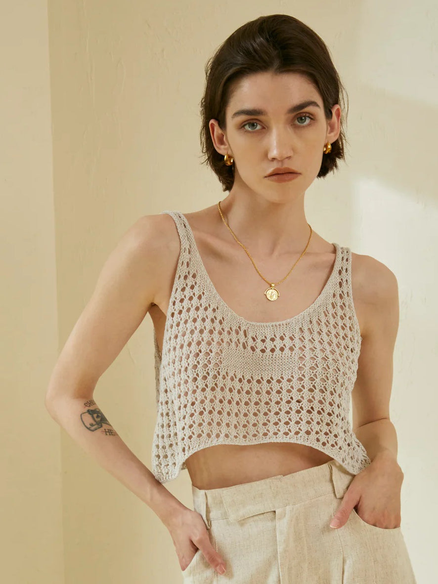 Relaxed Fit Crochet Crop Top
