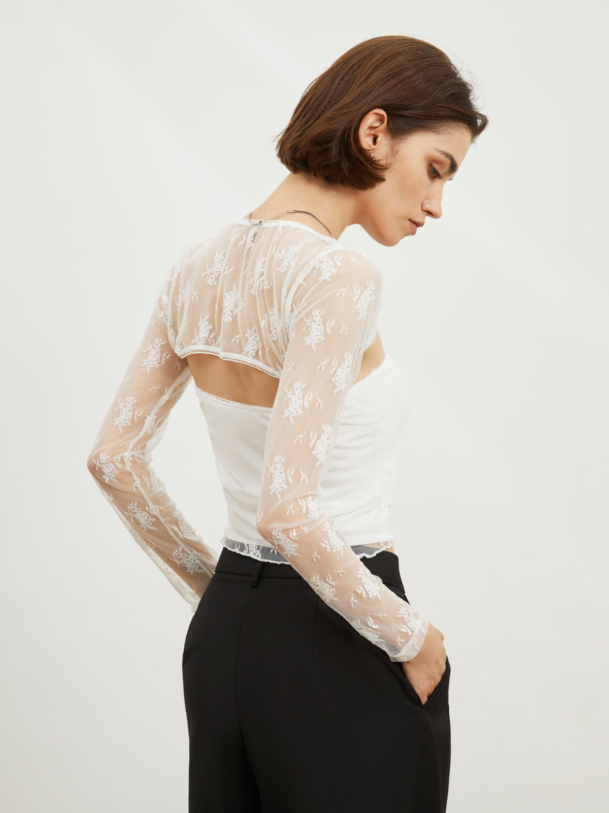 Mesh Bolero Two Piece Lace Top