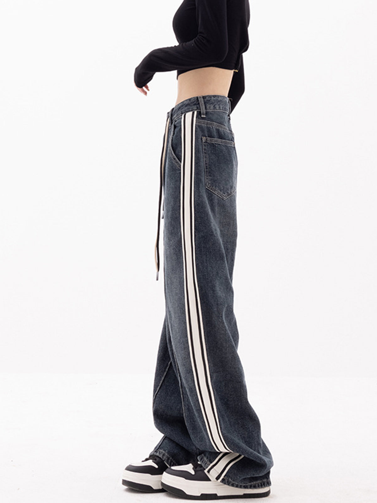 Patchwork Denim Baggy Wide Leg Pants