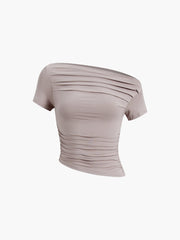 Oblique Ruched Crop Top