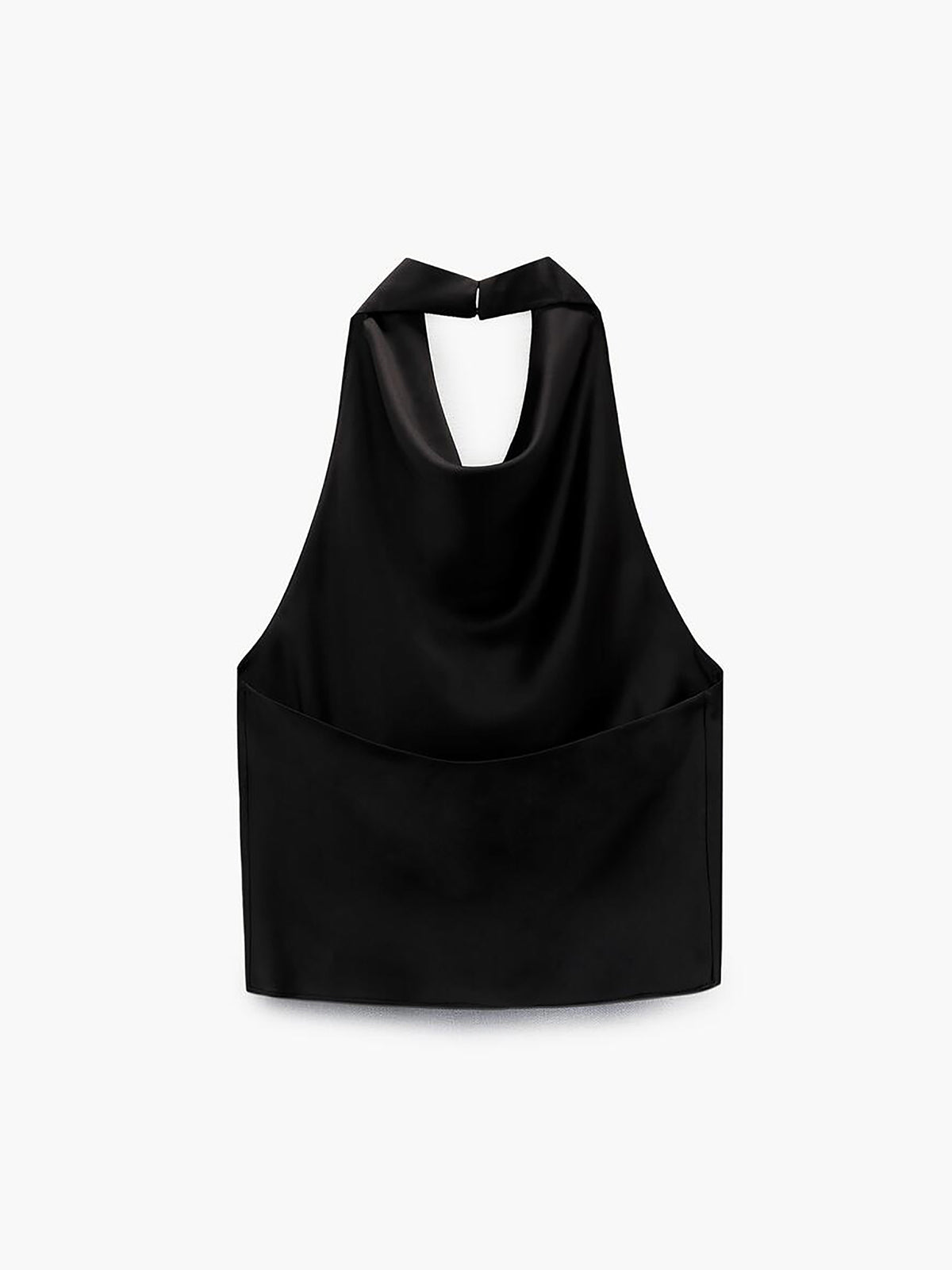 Cowl Halter Neck Open Back Satin Crop Top