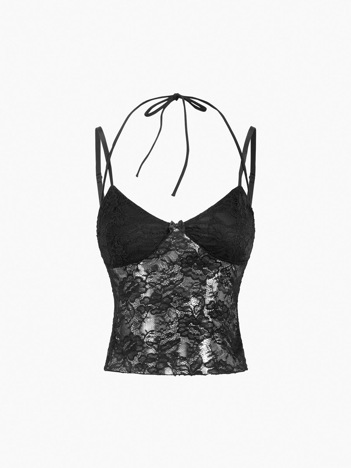 Floral Lace Halter Cami Crop Top