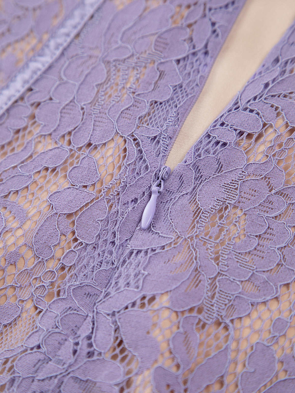 Lilac Lace Zippered Corset Short Dress