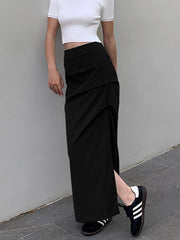 Basic Ruched Maxi Skirt