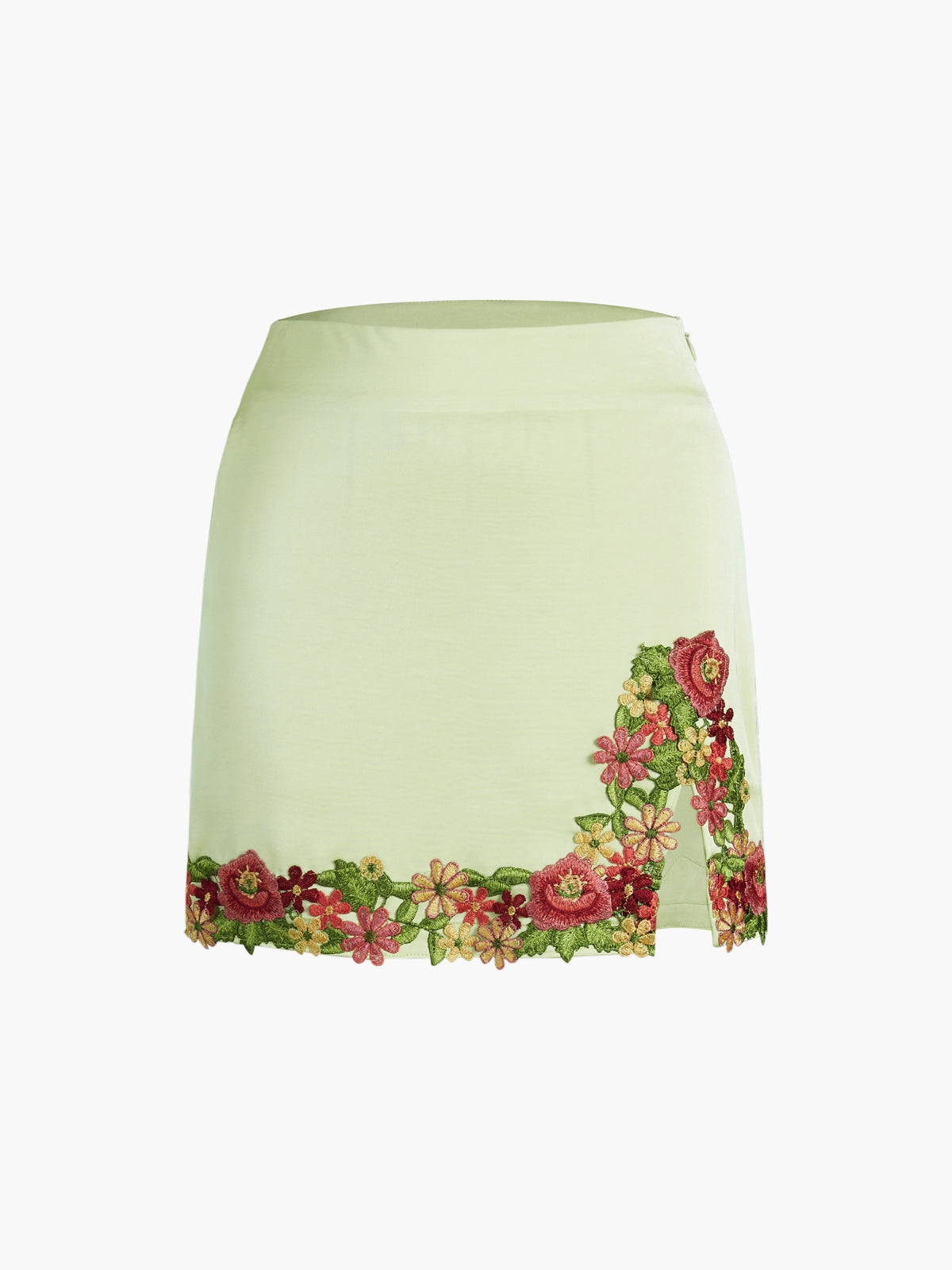 Floral Satin Mini Skirt