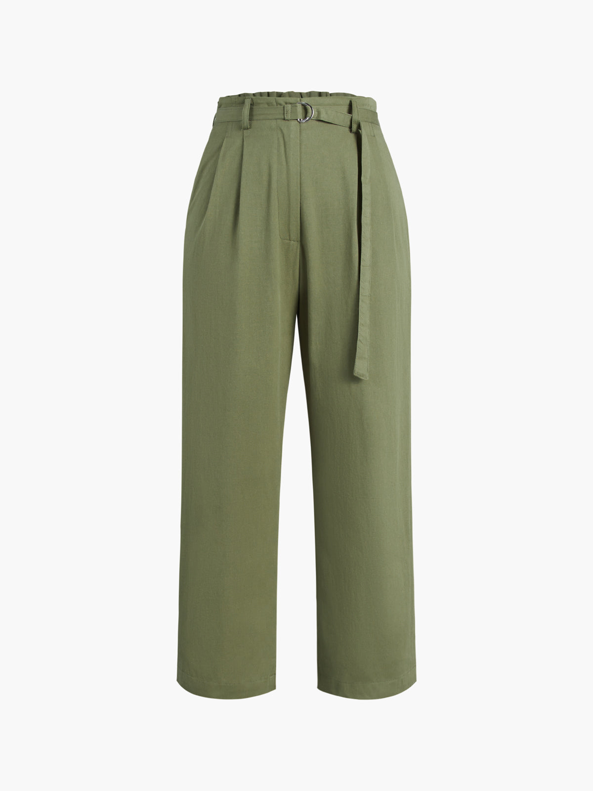 Belted Cropped Straight Leg Pants