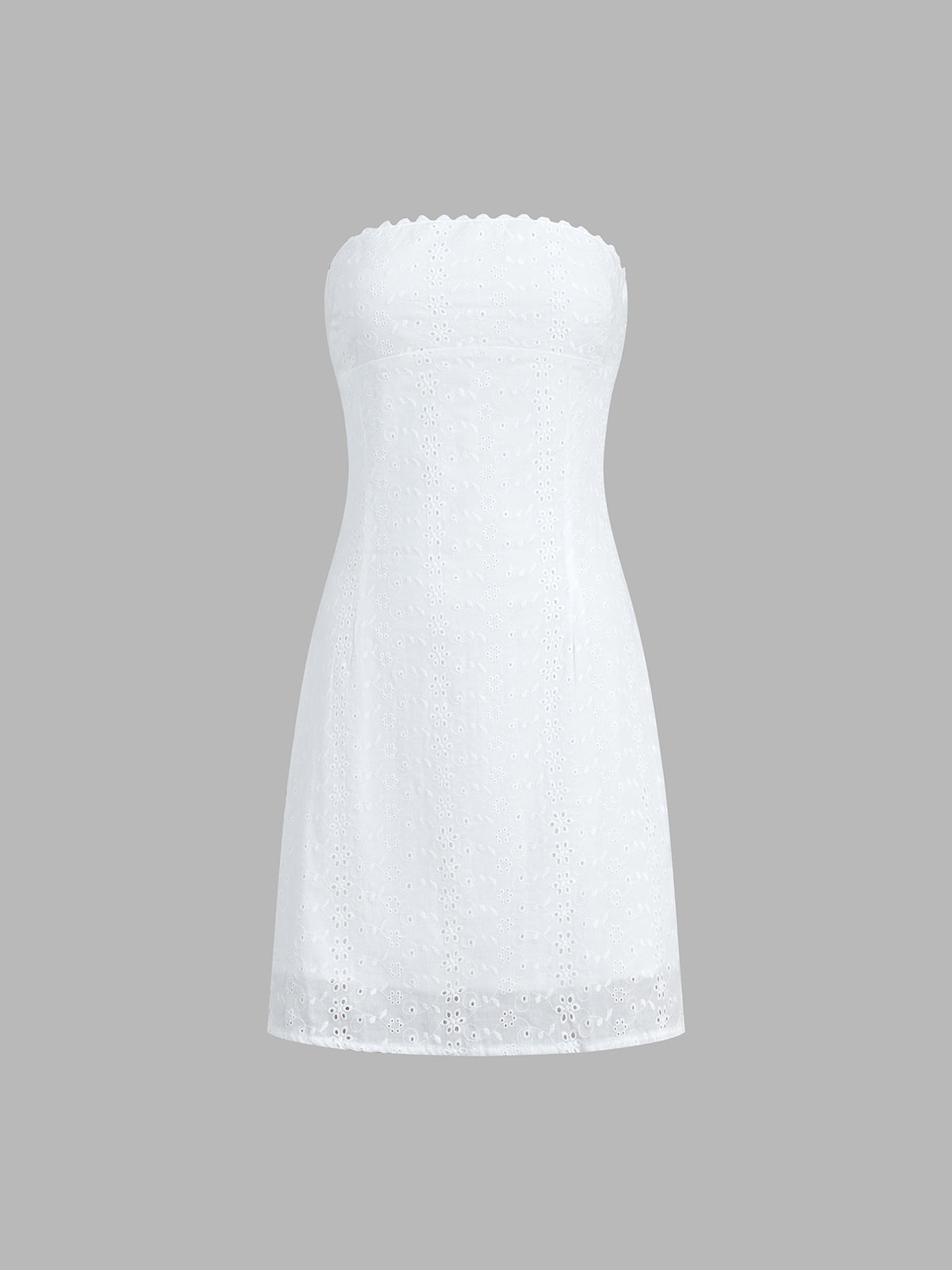 Cotton Eyelet Tube Midi Dress