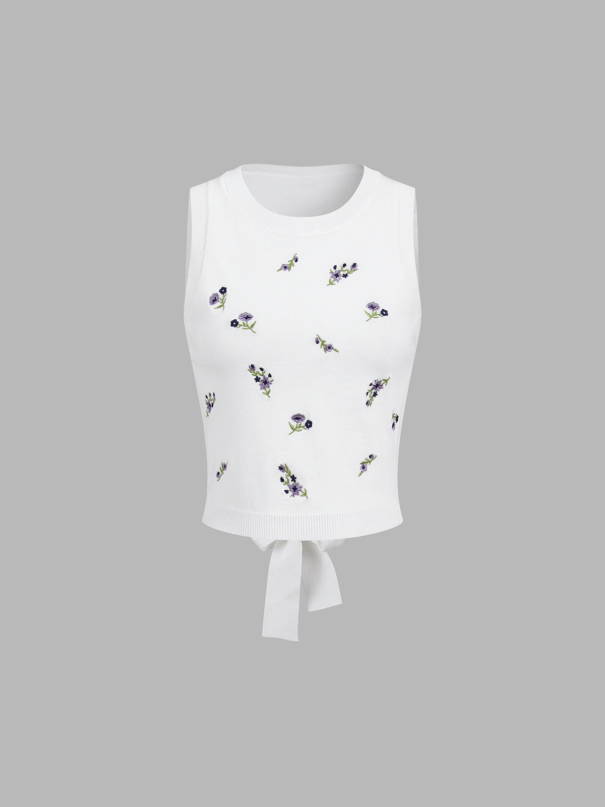 Embroidered Floral Tied Tank Top