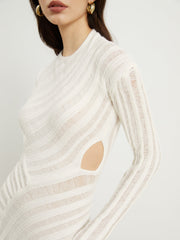 Ladder Knit Textured Short Dress