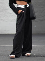 Foldover Waistband Wide Leg Pants