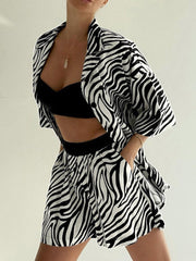 Zebra Print Two Piece Shorts Set