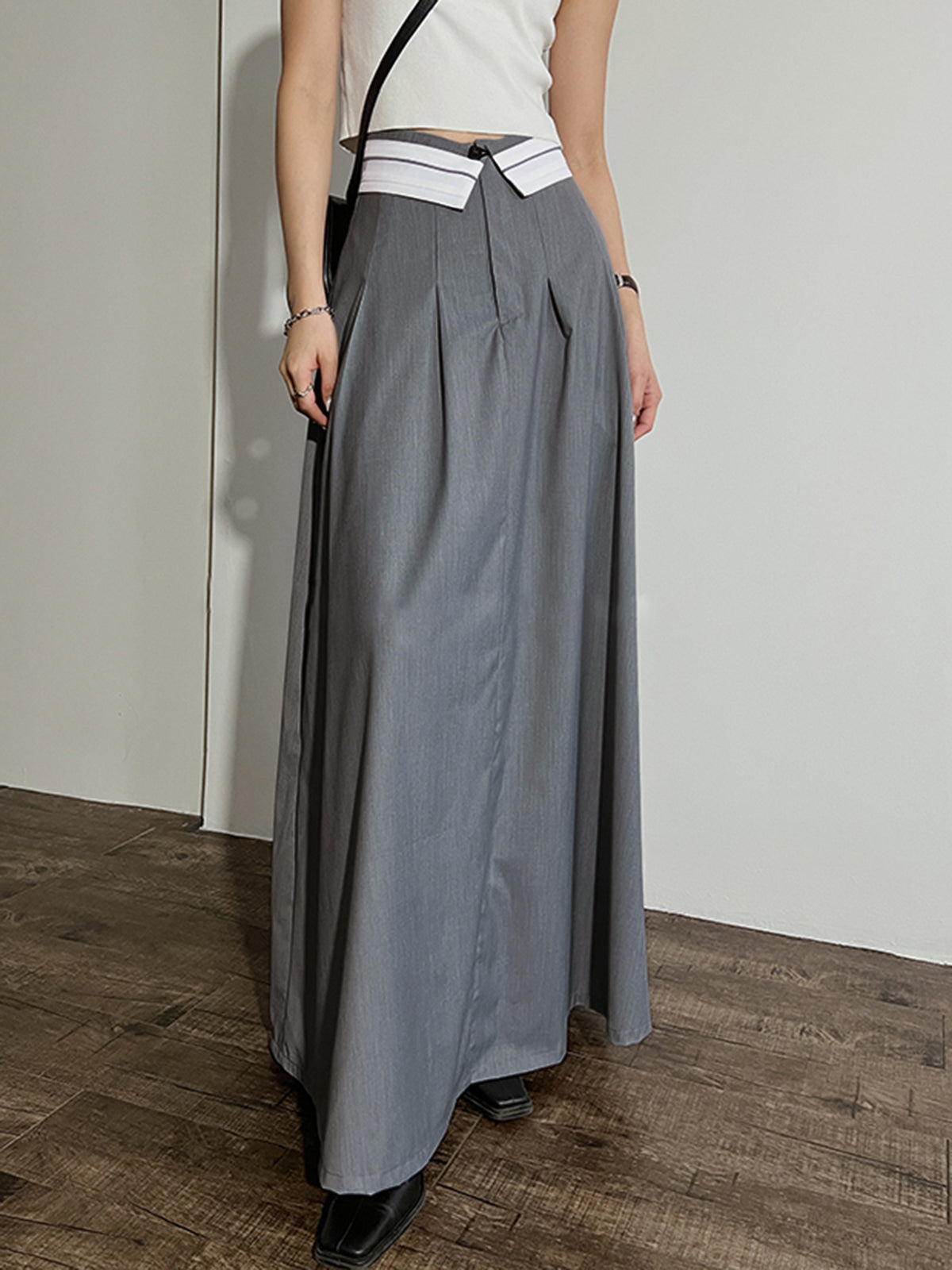 Fold Over Waistband Maxi Skirt