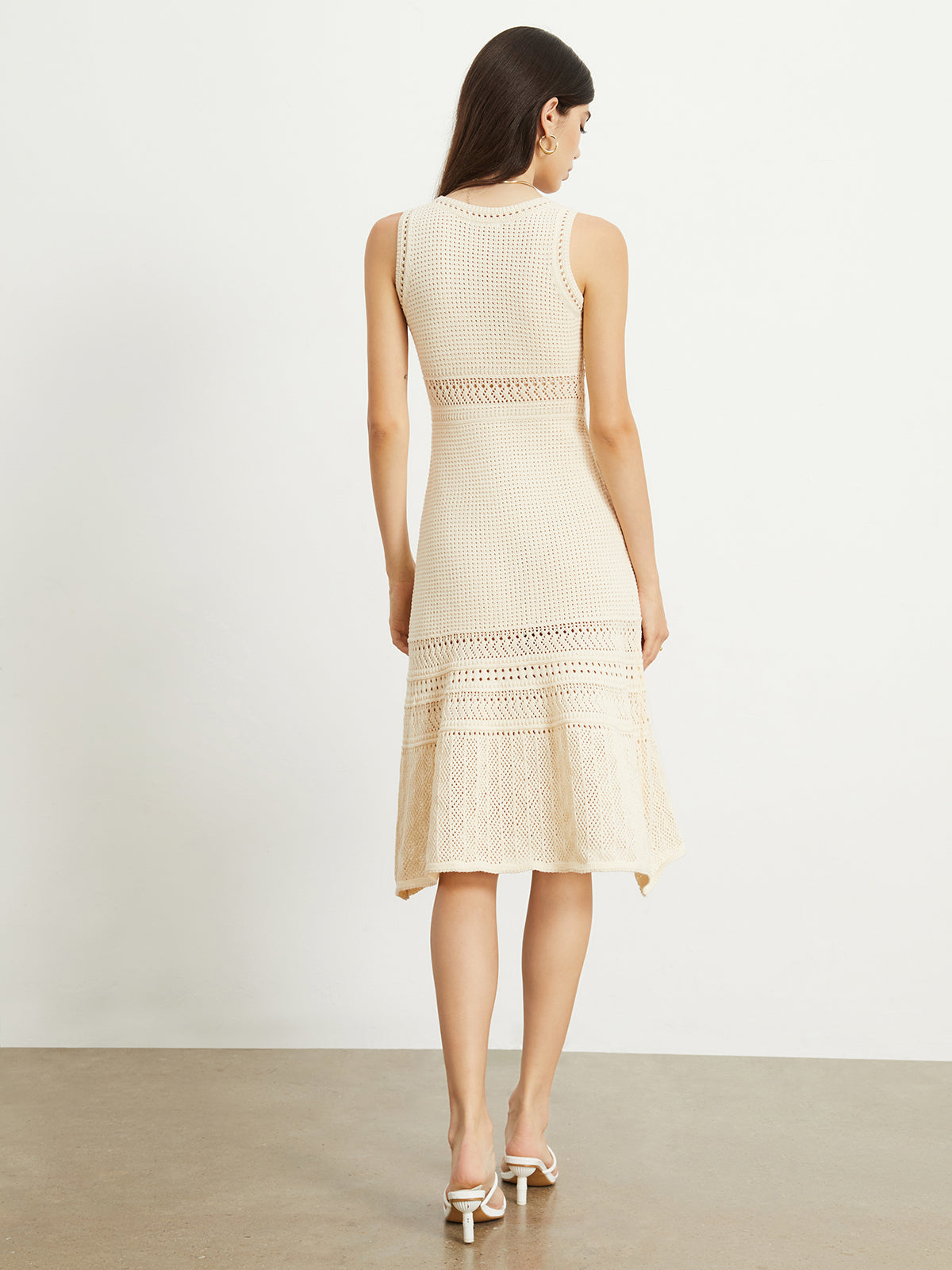 Aribella Crochet Eyelet Midi Dress