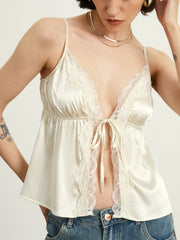 Lace Trim Satin Cami Top