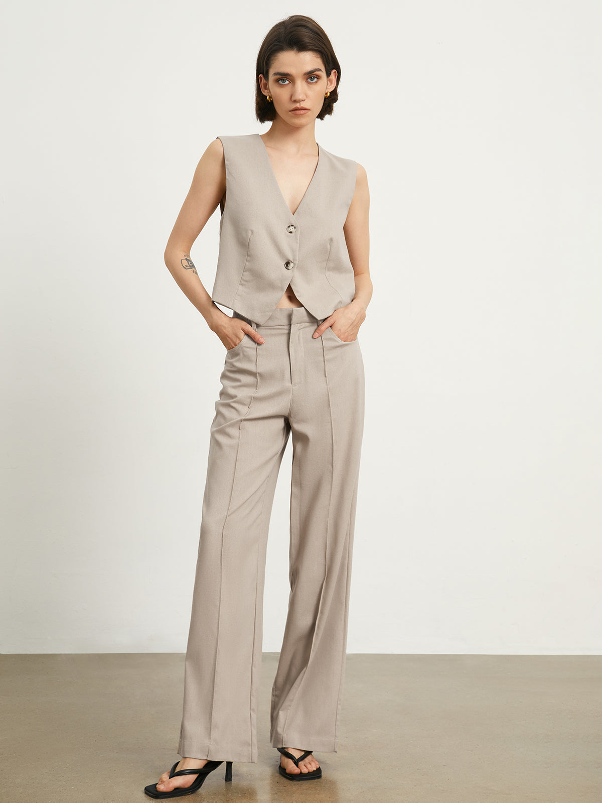 Smart Linen Wide Leg Pants