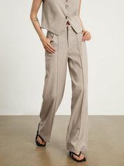 Smart Linen Wide Leg Pants