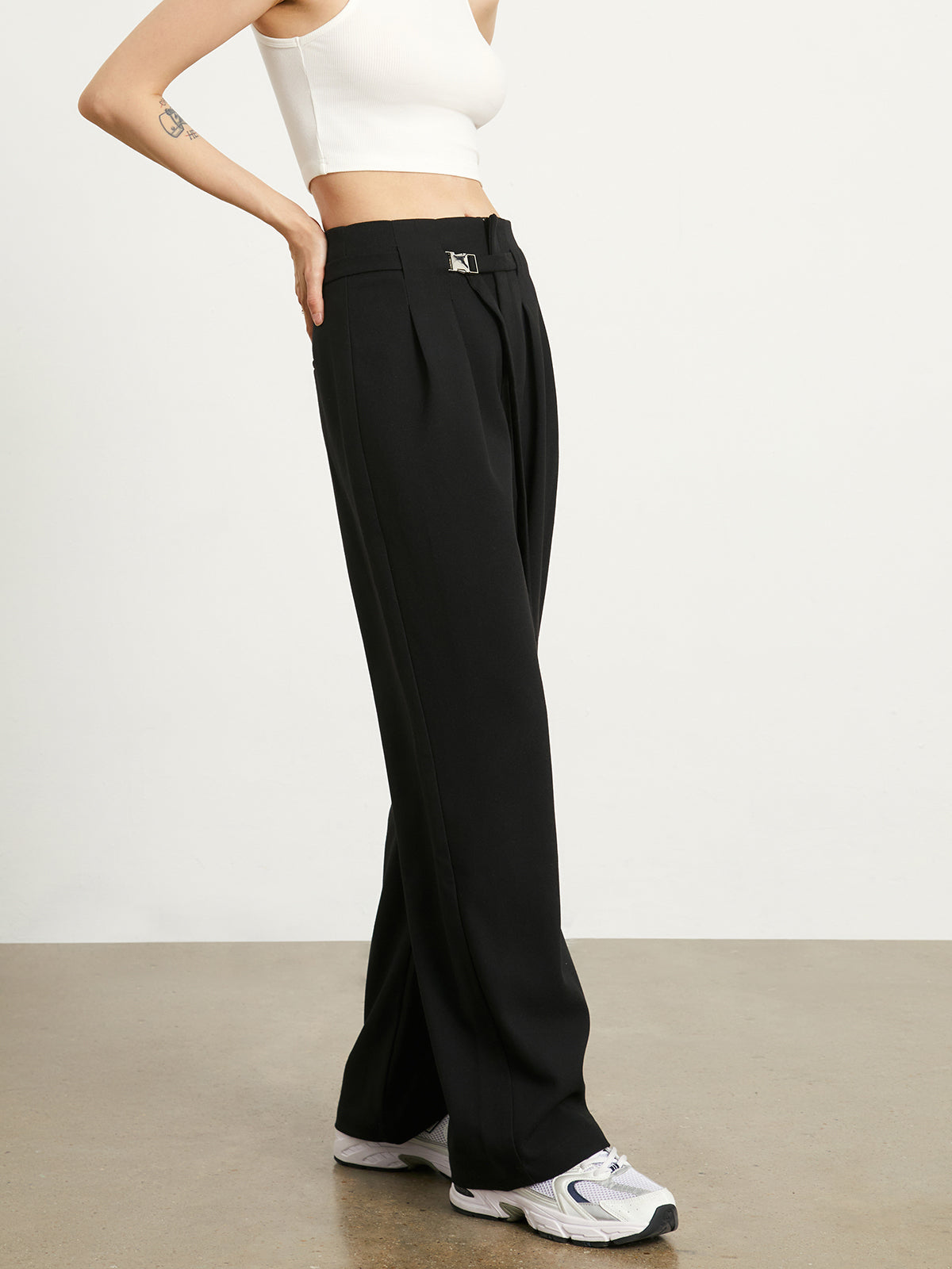 Belted Smart Wide Leg Pants