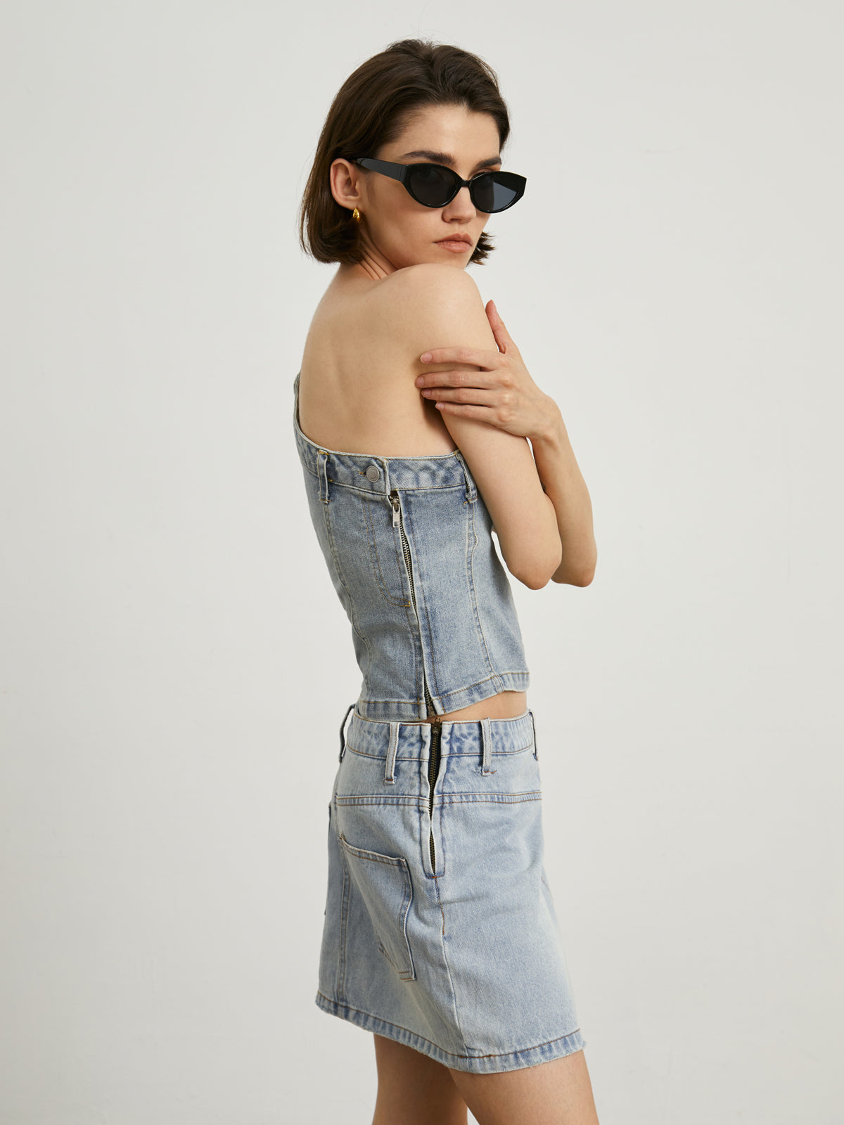 One Strap Denim Tank Top