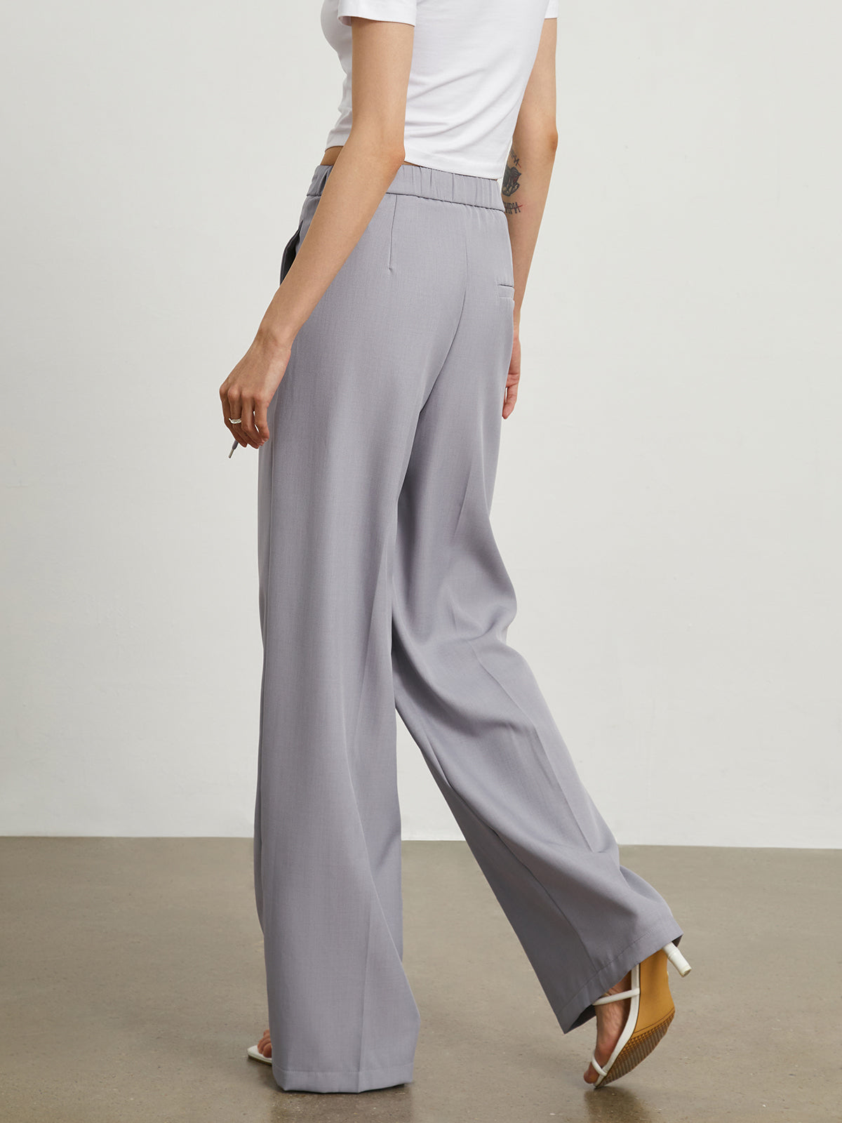 Drawstring Smart Wide Leg Pants