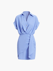 Zippered Wrap Shirt Dress