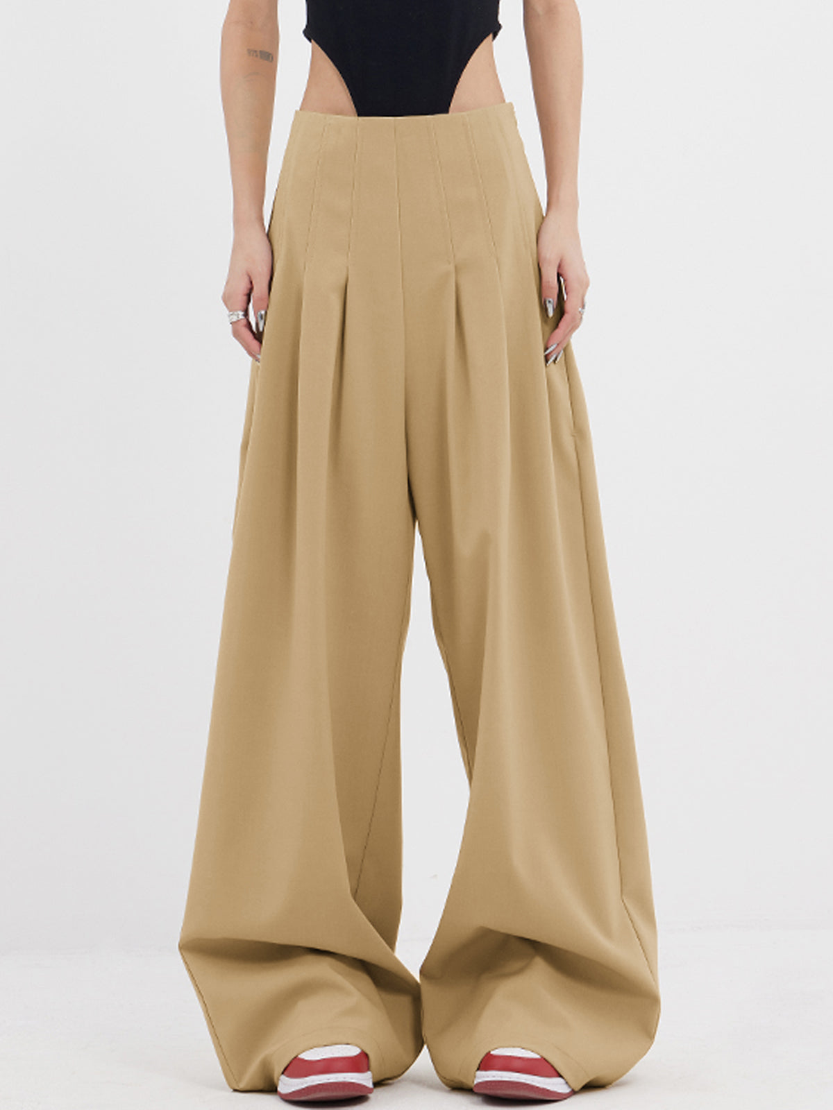 Street Oversized Pleat Wide Leg Pants