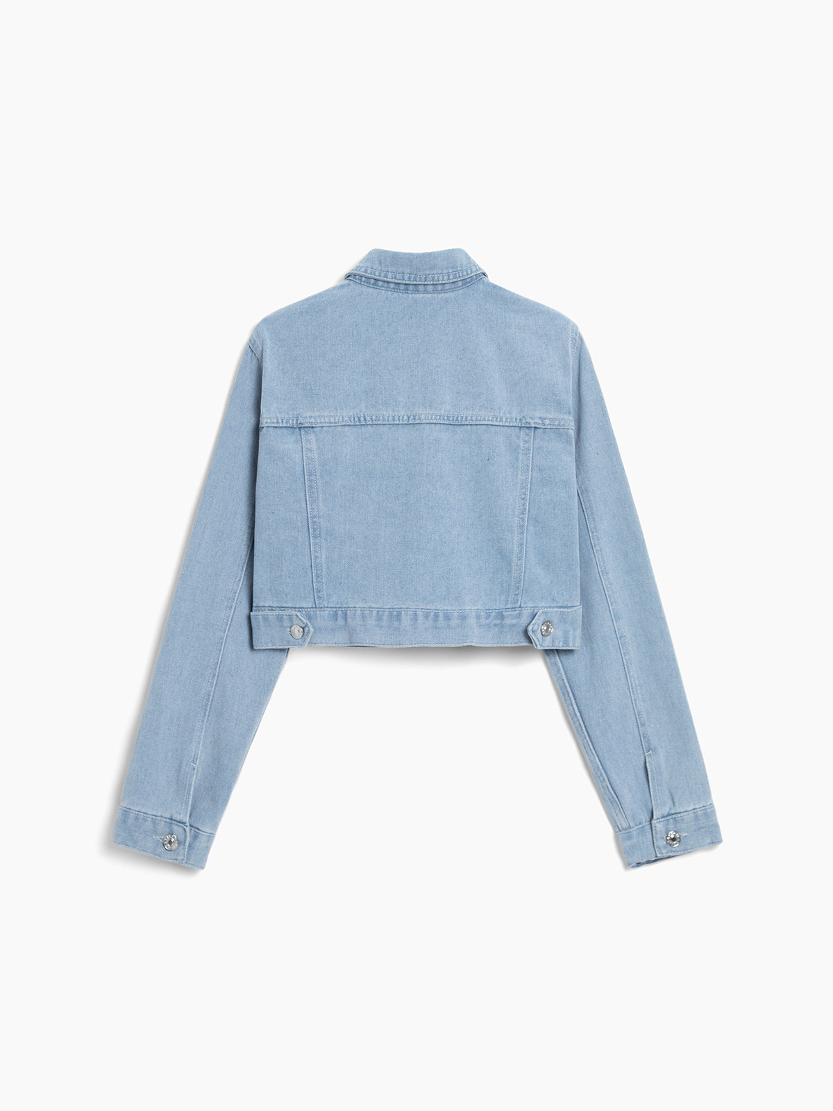 Light Blue Cotton Crop Denim Jacket