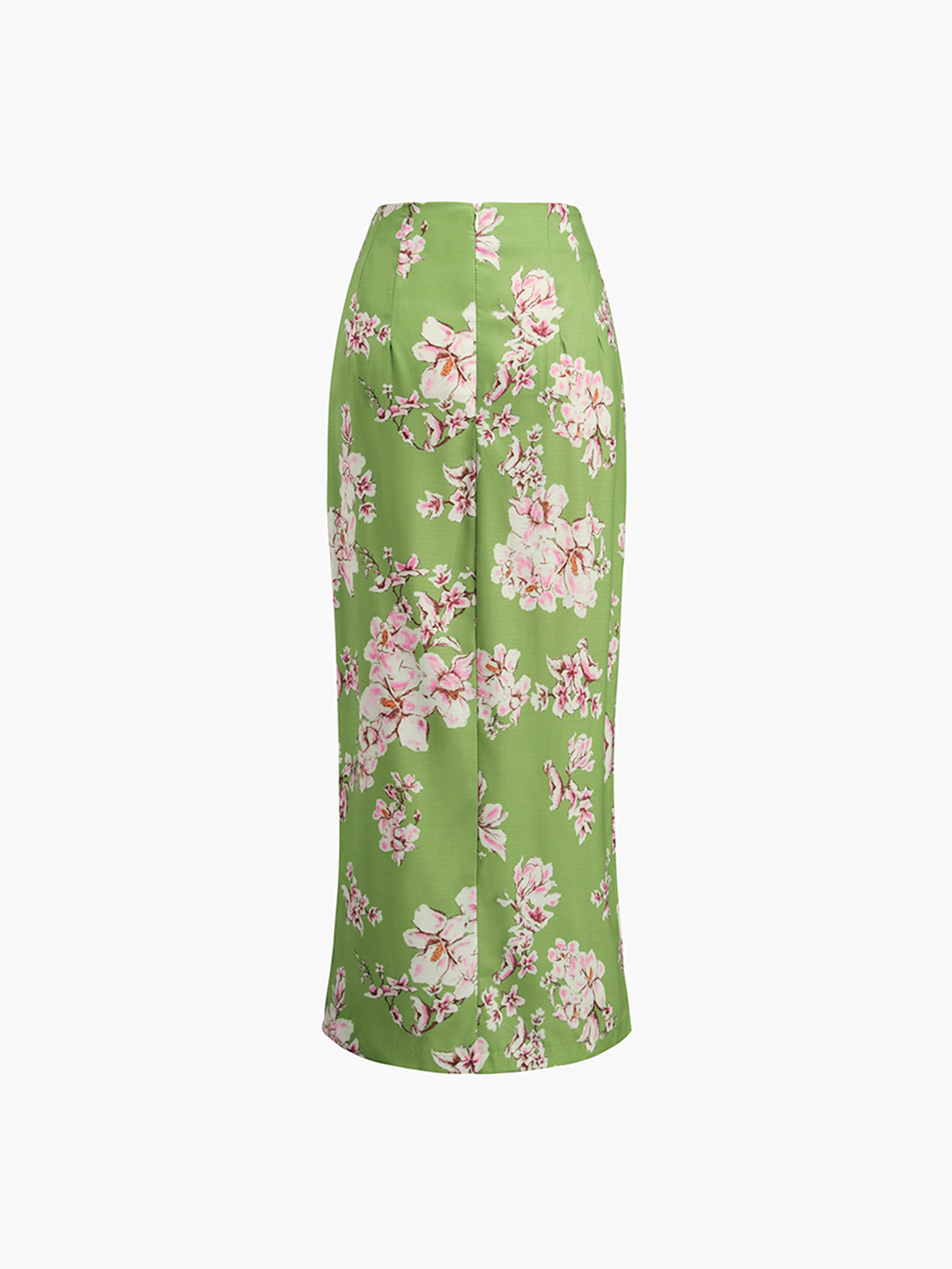 Vintage Floral Zippered Slit Skirt