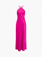 Criss Cross Zippered Satin Midi Dress1