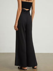 Ruched Waistband Wide Leg Pants