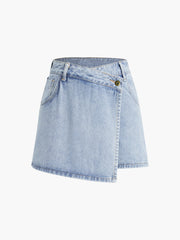 Asymmetric Layered Denim Shorts