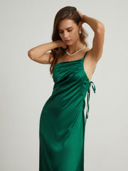 Greenfield Back Tied Satin Midi Dress