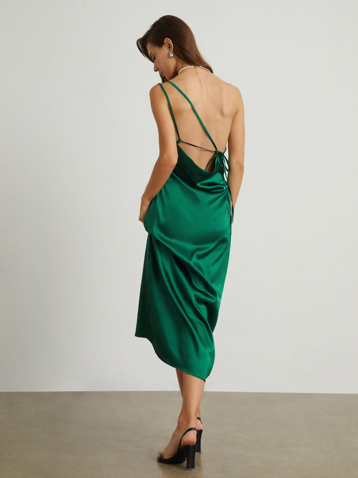 Greenfield Back Tied Satin Midi Dress