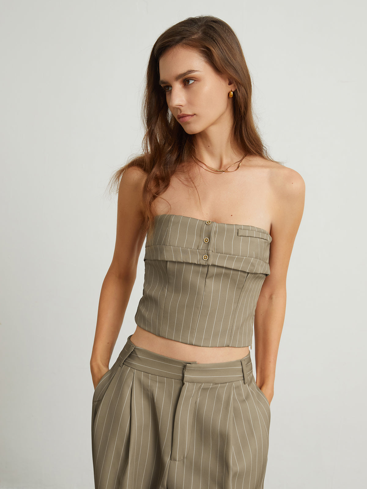 Carpe Diem Pinstripe Crop Tube Top