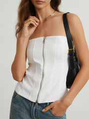 Cotton Zippered Tube Top