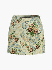 Vintage Floral Two Piece Skirt Set