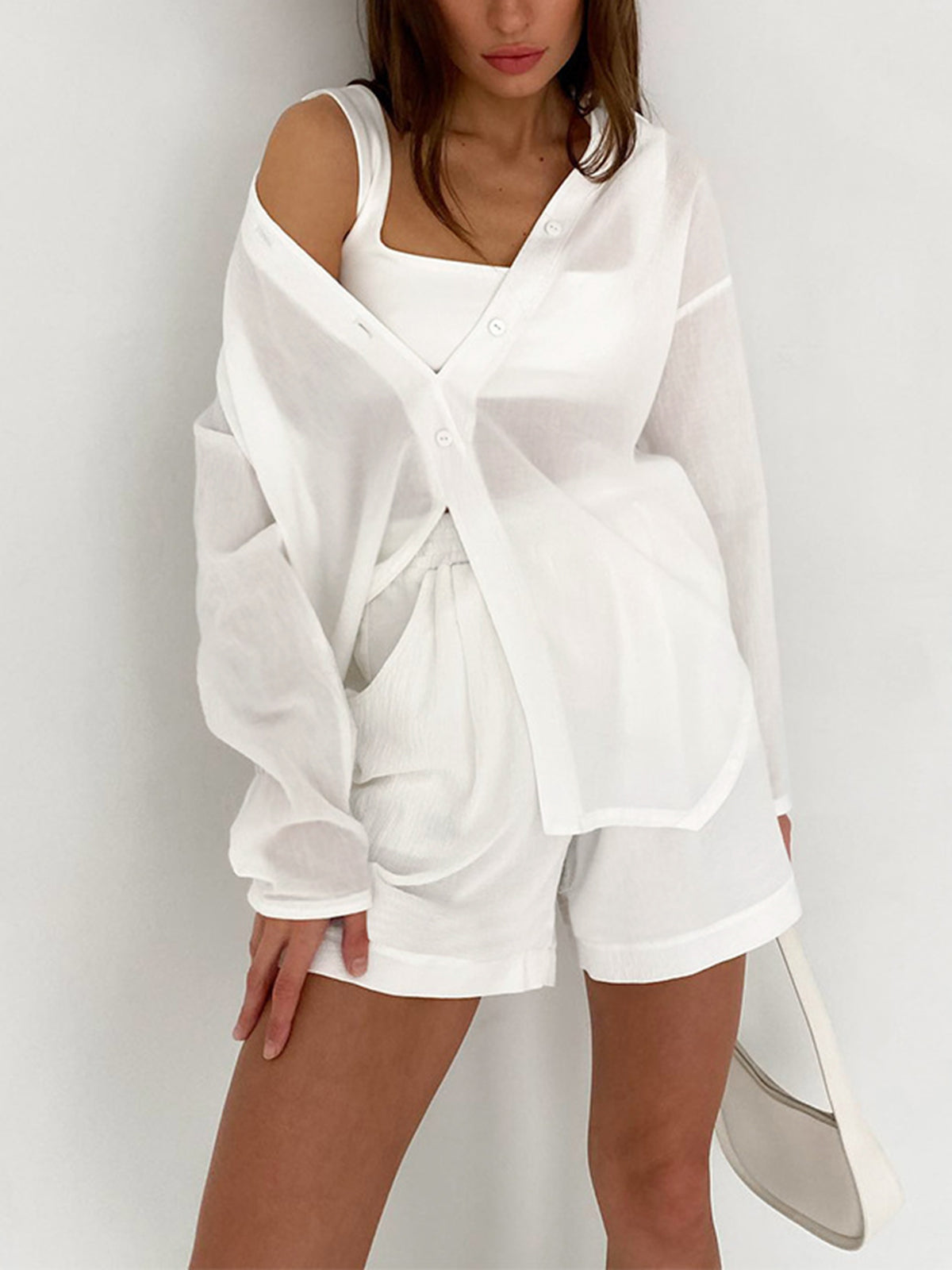 Cover Up Linen Two Piece Shorts Set