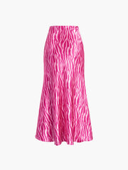 Pink Zebra Print Satin Skirt