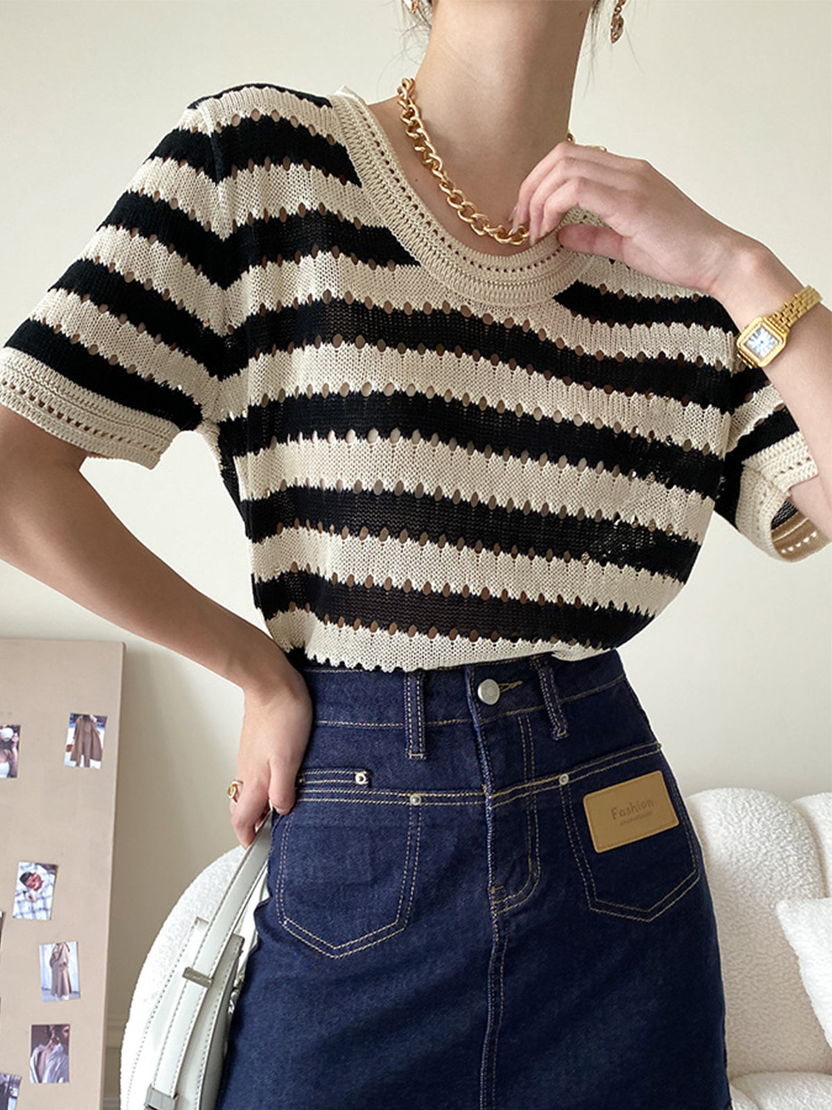 Stripe Crochet Shirt